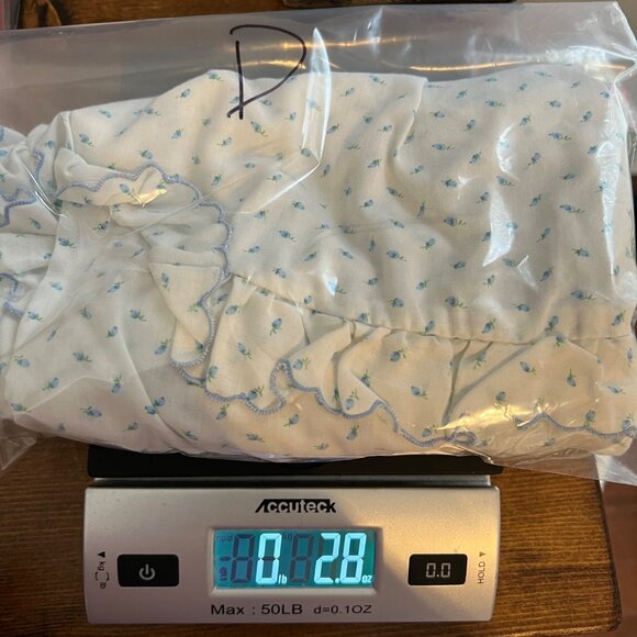 VTG Nannette Infant Girl Ruffle Romper One Piece Size L Made in USA Blue White - Picture 13 of 14